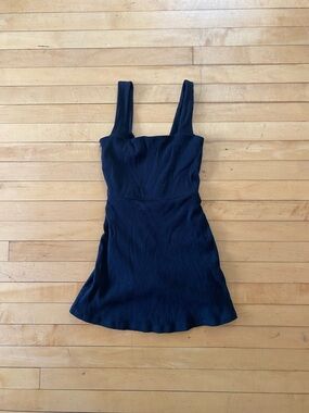 PINK Victoria's Secret Black Ribbed Square-Neck Mini Dress